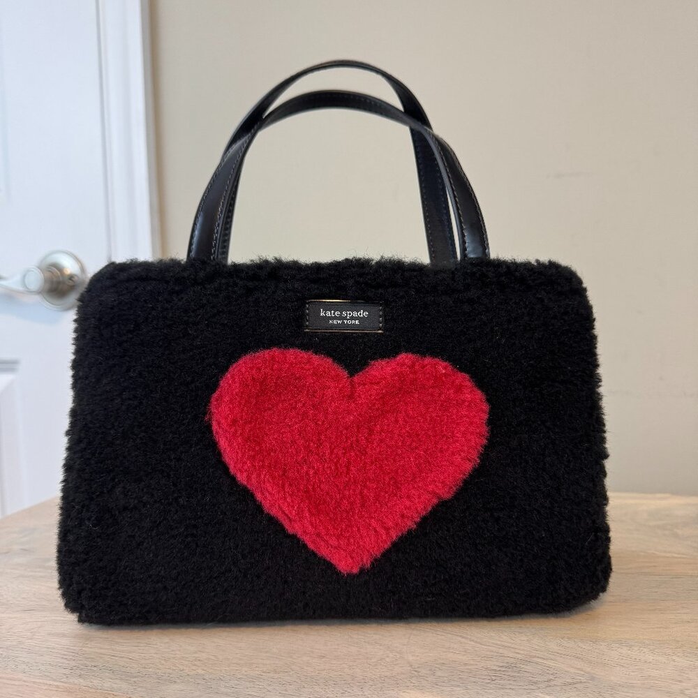 Kate Spade Small Sam Heart Faux Shearling Tote, used once
